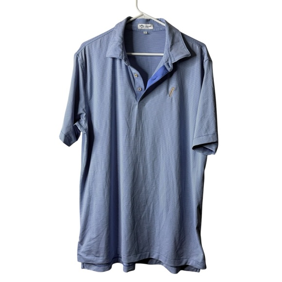 Peter Millar Summer Comfort Blue Striped Embroidered Short Sleeve Polo Shirt - Picture 1 of 7